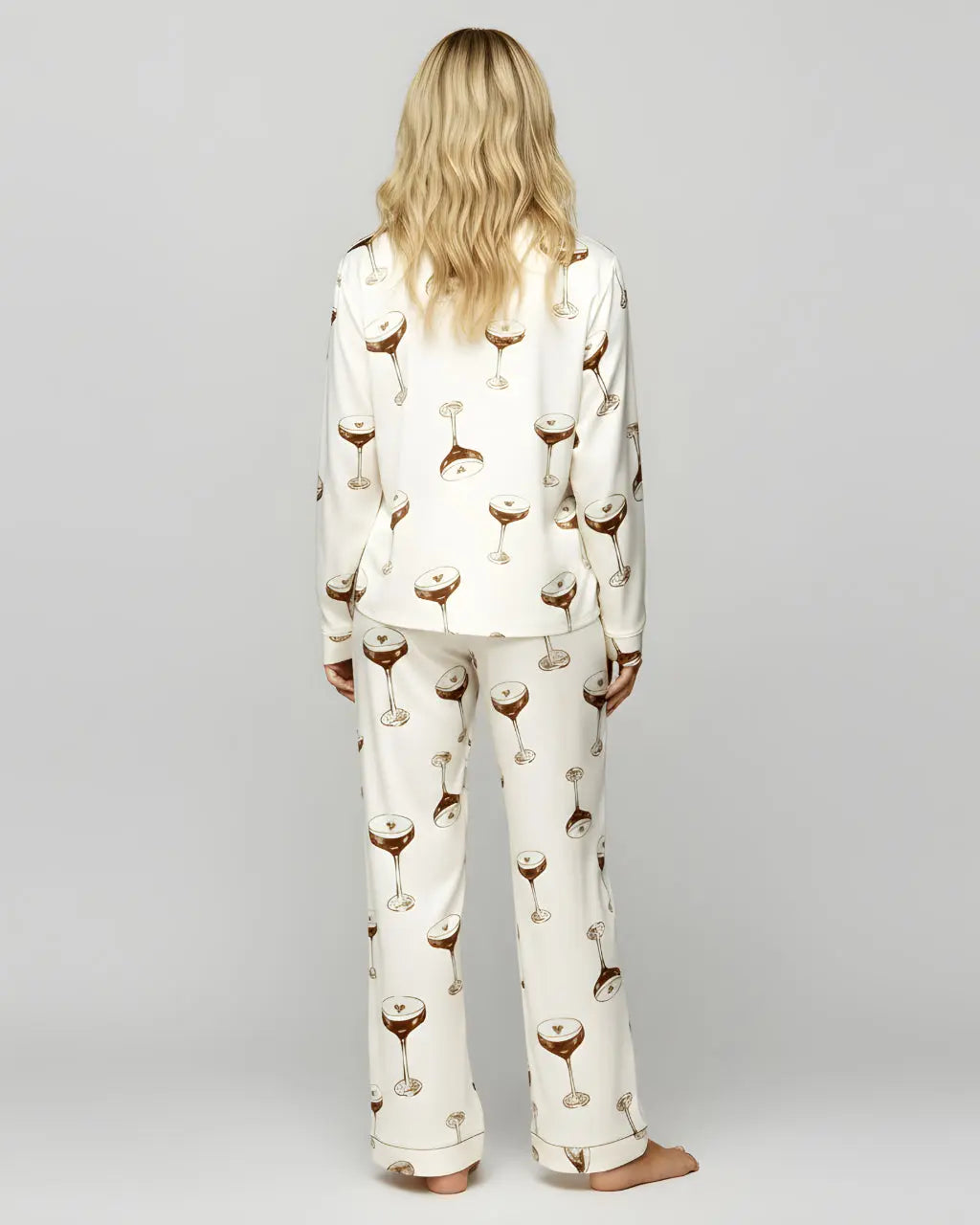 SOLACE CHICEspresso Martini Drink Print Pajama Set