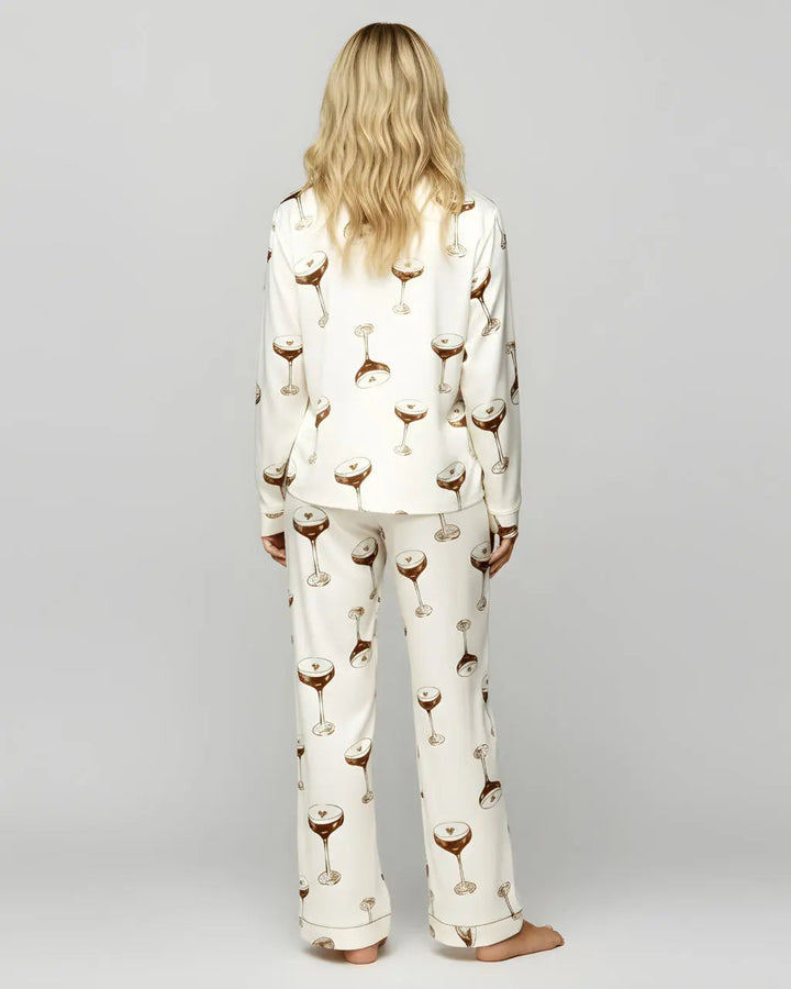 SOLACE CHICEspresso Martini Drink Print Pajama Set