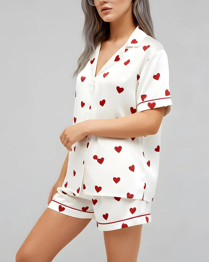 SOLACE CHICValentines Day Hearts Print Pajama Set