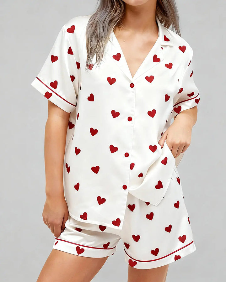 SOLACE CHICValentines Day Hearts Print Pajama Set
