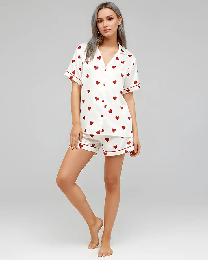 SOLACE CHICValentines Day Hearts Print Pajama Set