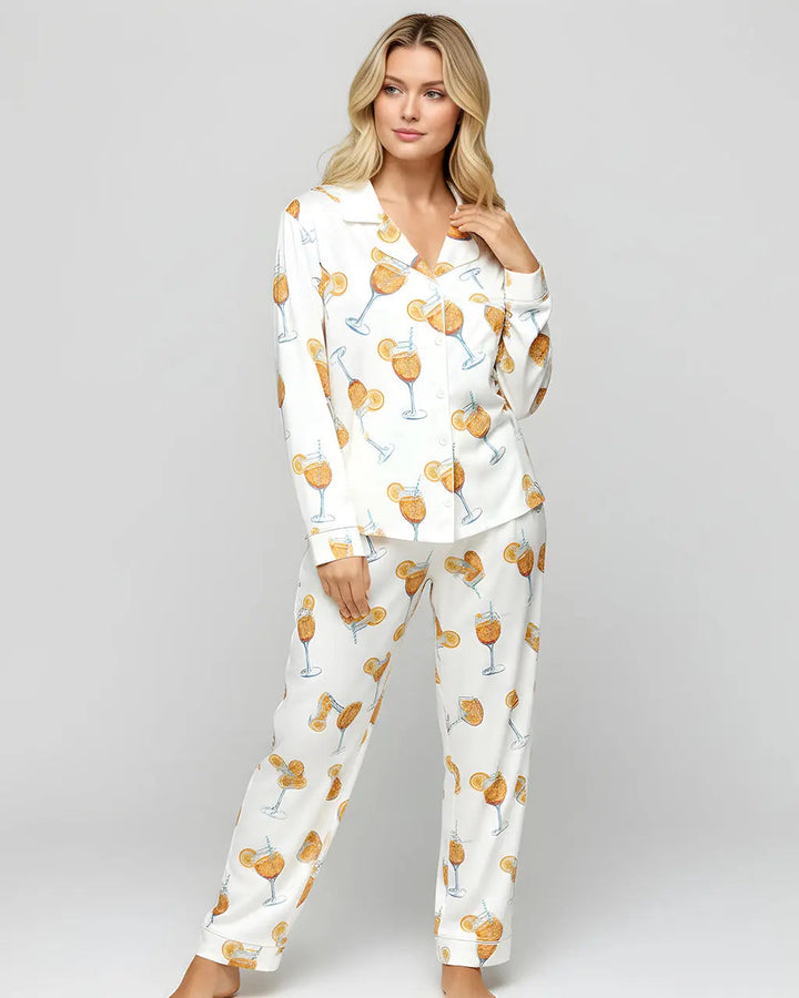 SOLACE CHICAperol Spritz Drink Print Pajama Set