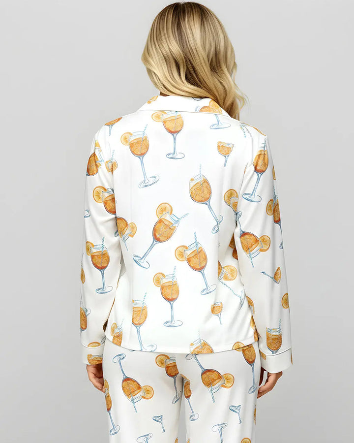 SOLACE CHICAperol Spritz Drink Print Pajama Set