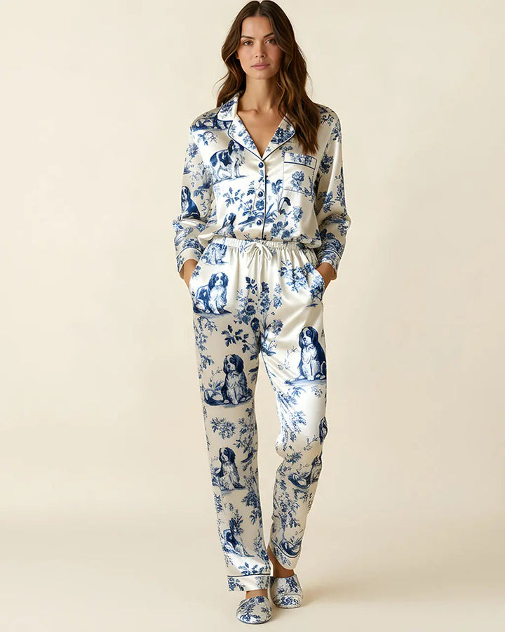SOLACE CHICCavalier King Charles Spaniel Satin Pajama Set