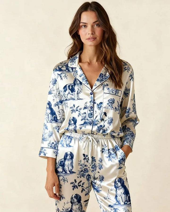 SOLACE CHICCavalier King Charles Spaniel Satin Pajama Set
