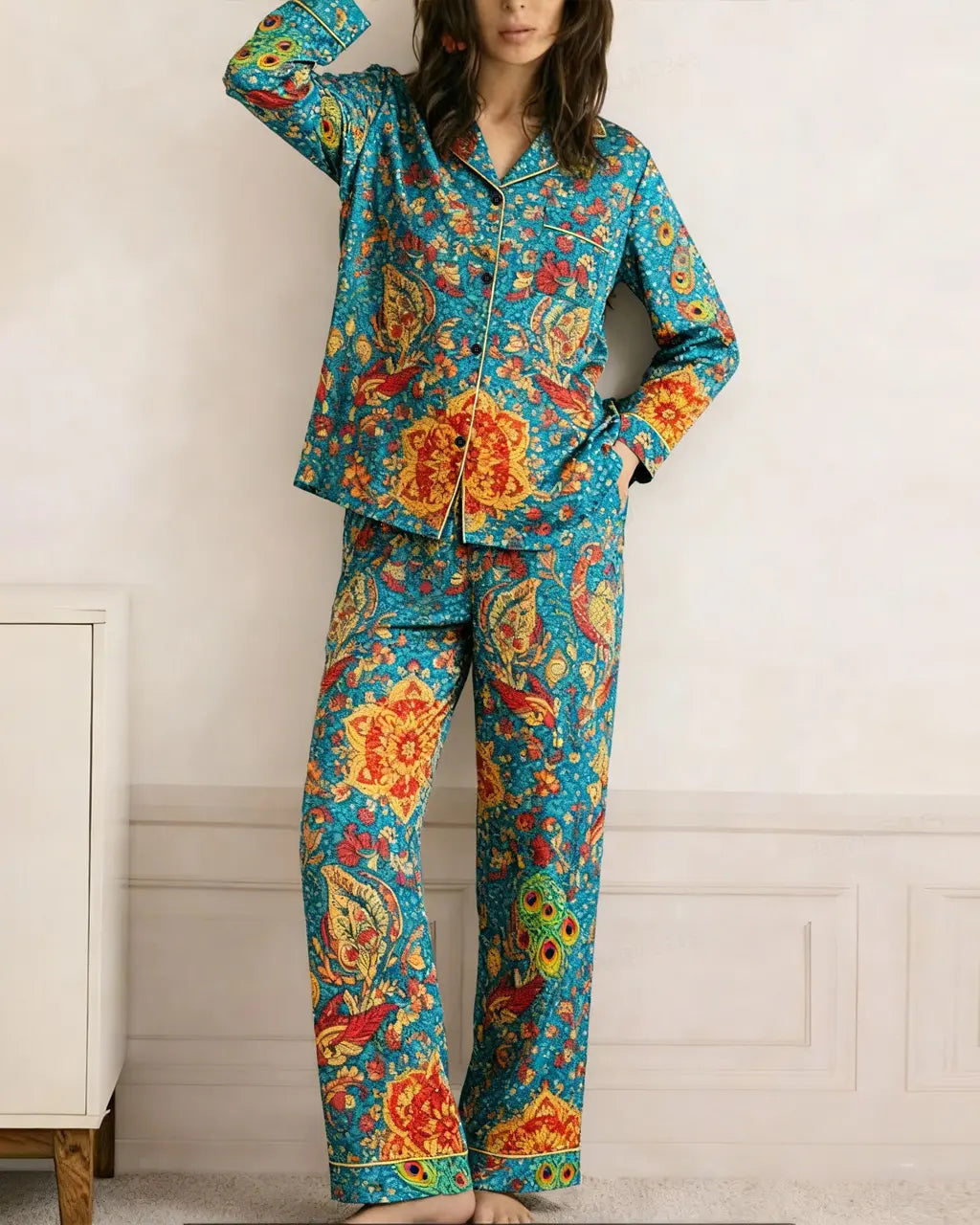 SOLACE CHICVintage Floral Print Pajama Set
