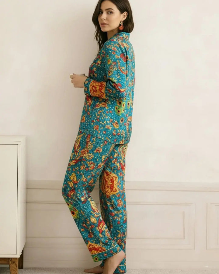 SOLACE CHICVintage Floral Print Pajama Set