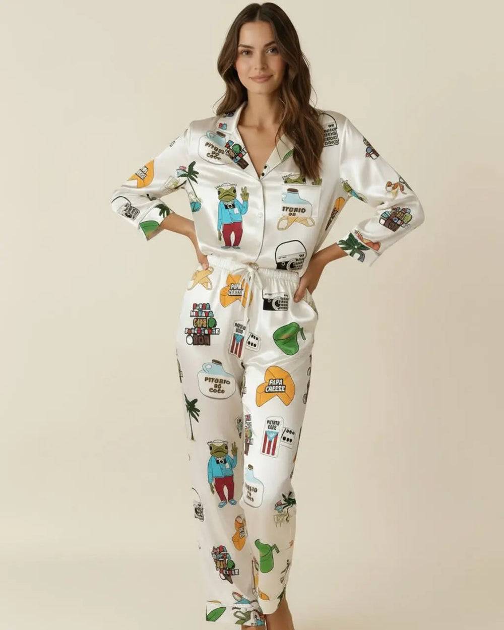 SOLACE CHICBaile Inolvidable Puerto Rico Satin Pajama Set