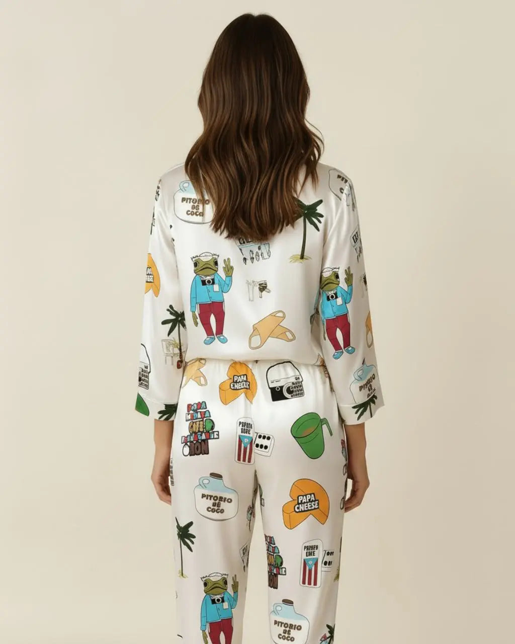 SOLACE CHICBaile Inolvidable Puerto Rico Satin Pajama Set