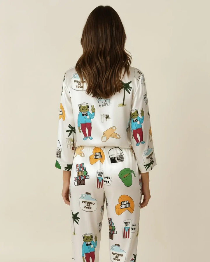 SOLACE CHICBaile Inolvidable Puerto Rico Satin Pajama Set