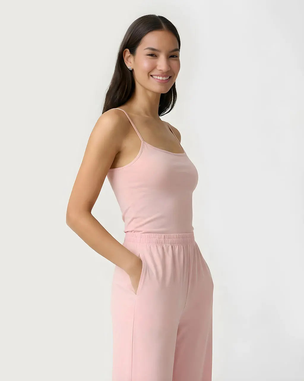 SOLACE CHICCasual Pink Cami Top and Pants Set