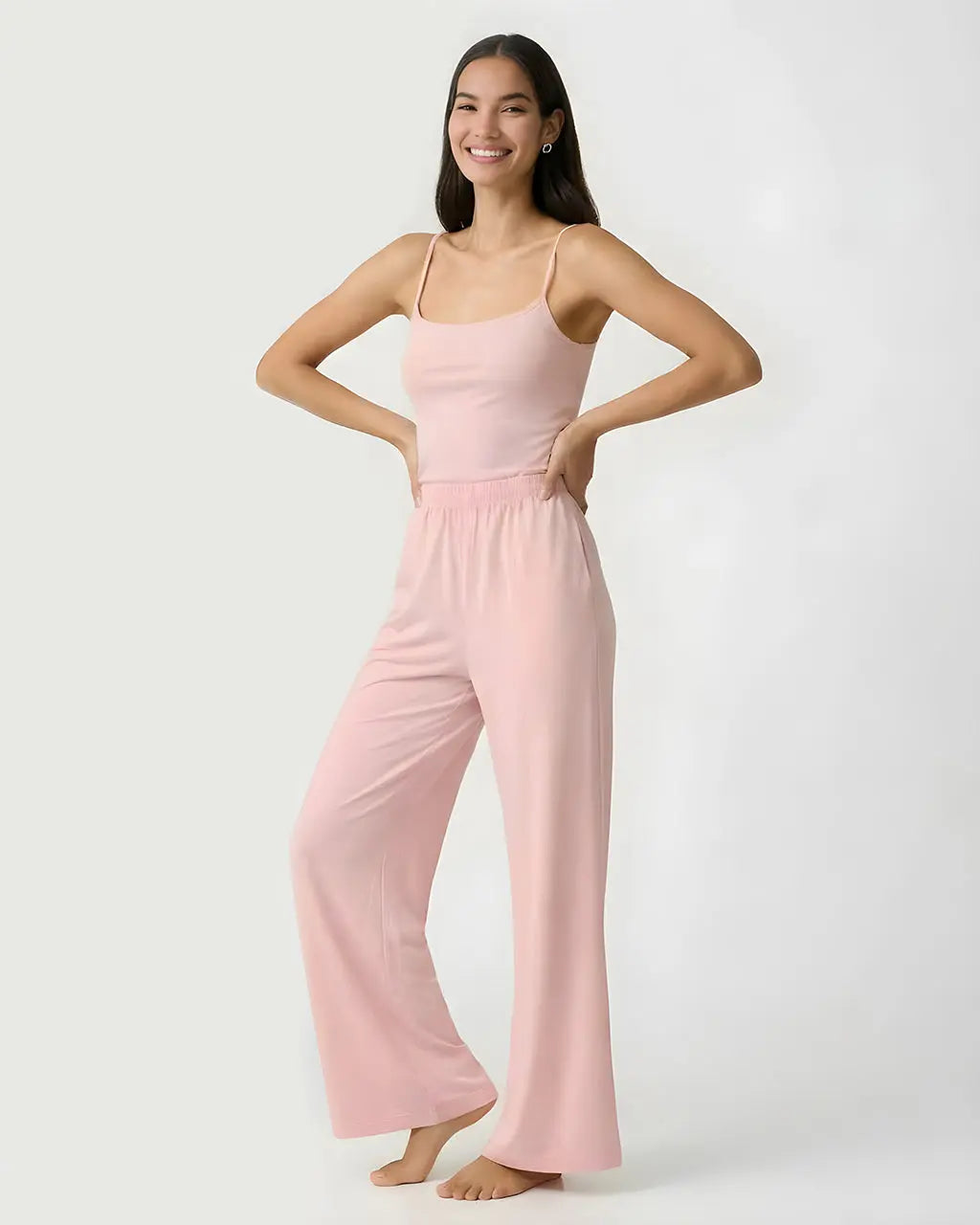 SOLACE CHICCasual Pink Cami Top and Pants Set
