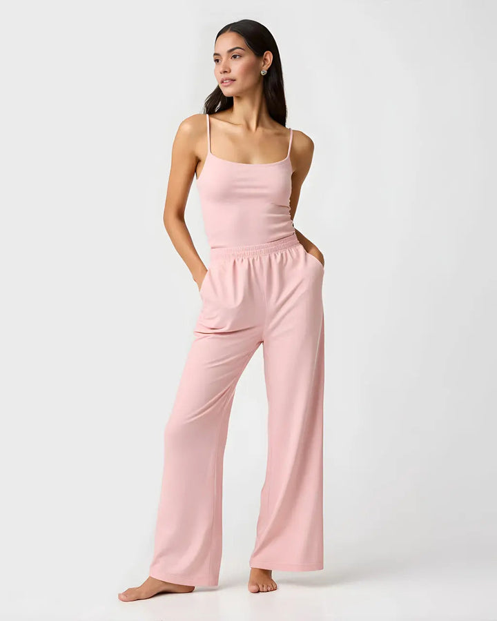 SOLACE CHICCasual Pink Cami Top and Pants Set
