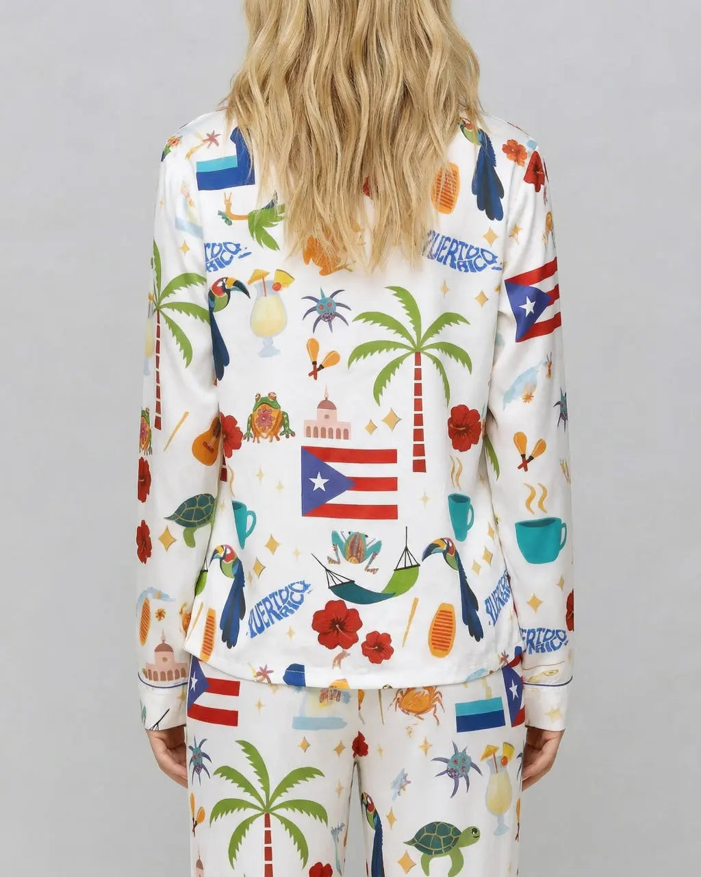 SOLACE CHICPuerto Rico Vacation Satin Pajama Set