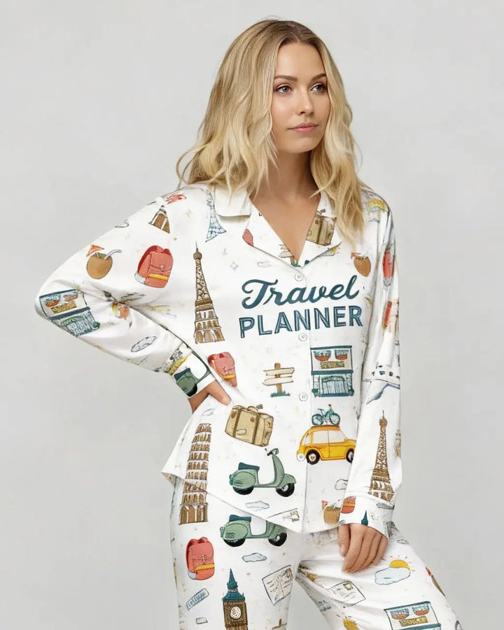 SOLACE CHICTravel Planner Pattern Pajama Set