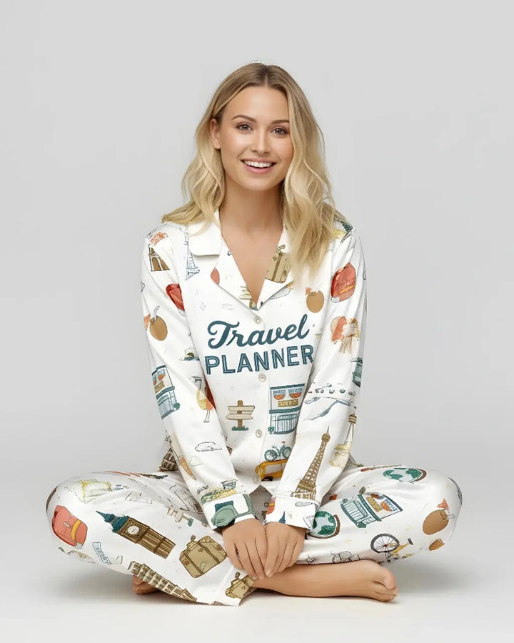 SOLACE CHICTravel Planner Pattern Pajama Set