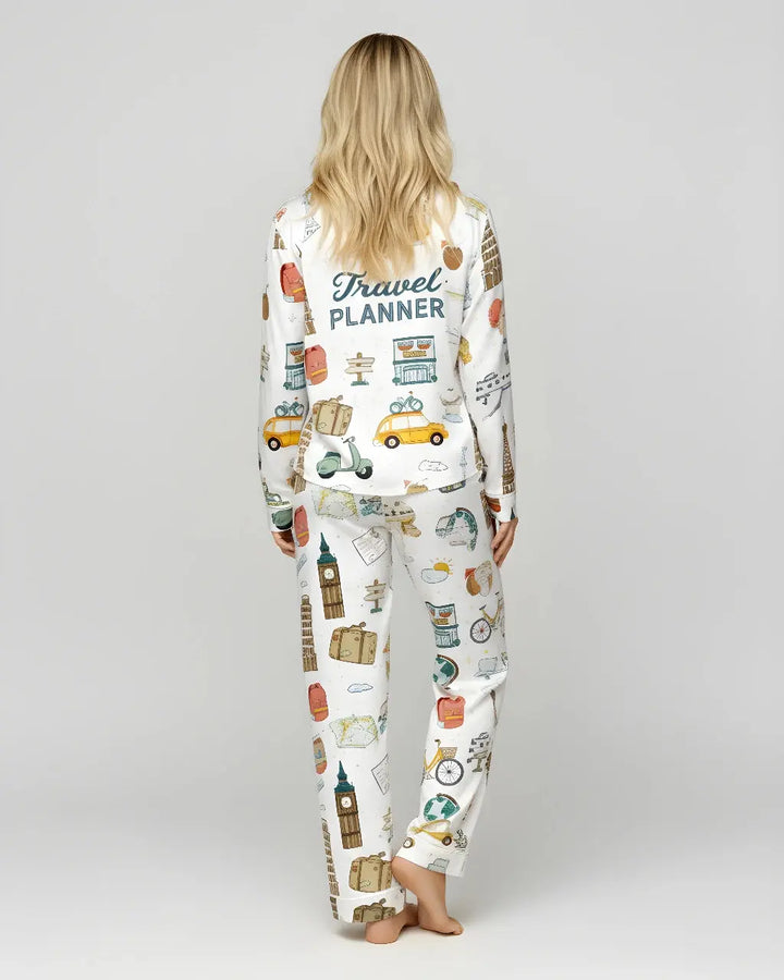 SOLACE CHICTravel Planner Pattern Pajama Set