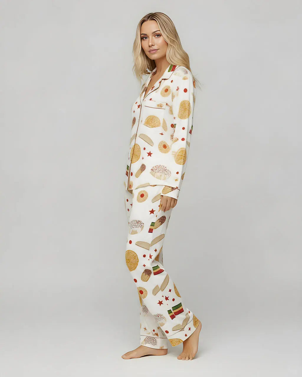 SOLACE CHICItalian Cookies Desserts Print Pajama Set