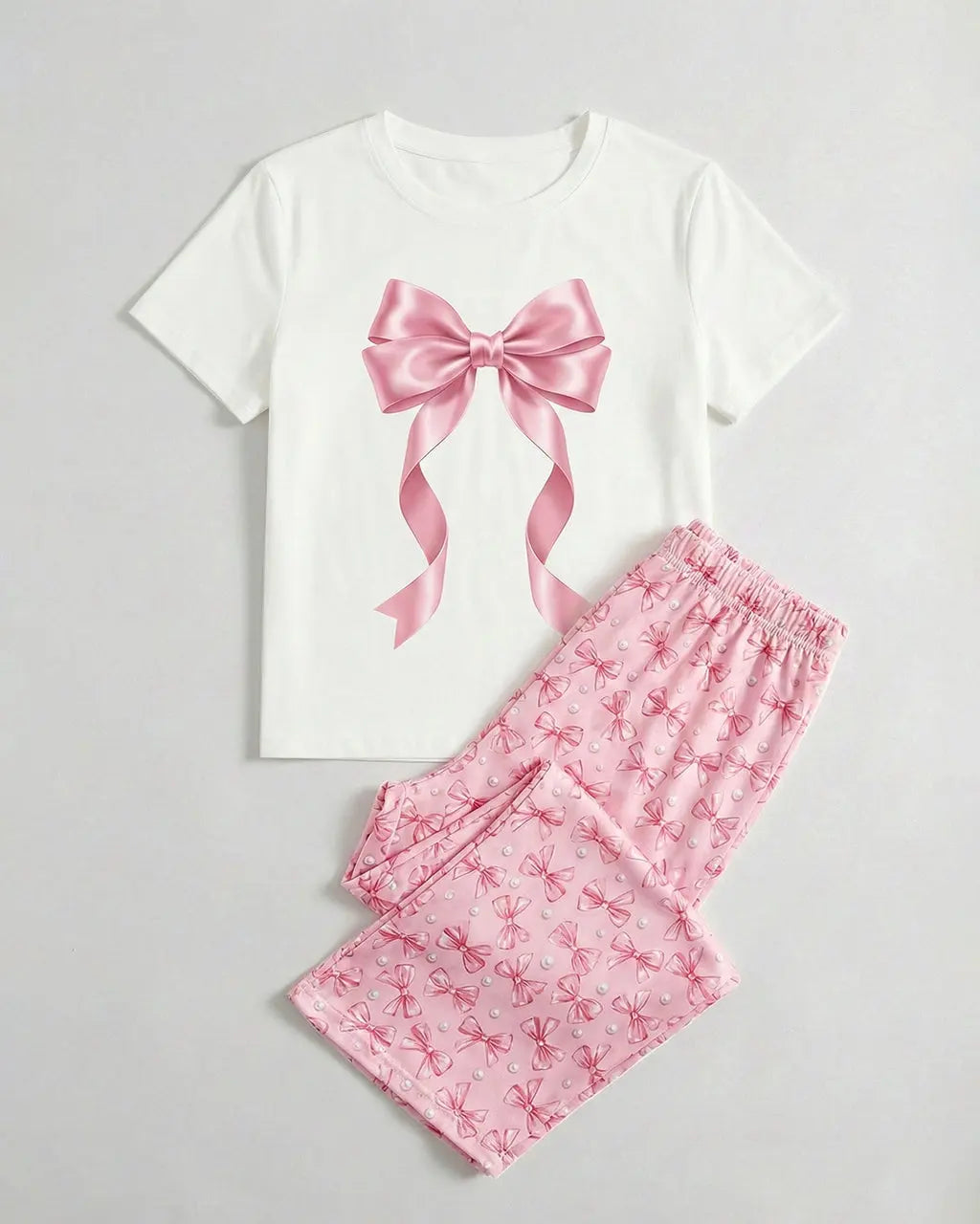 SOLACE CHICRibbon Bow Top And Pants Lounge Set