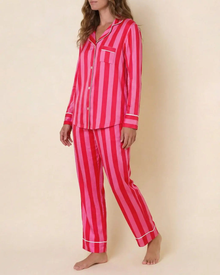 SOLACE CHICCandy Stripe Satin Pajama Set