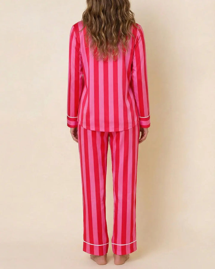 SOLACE CHICCandy Stripe Satin Pajama Set