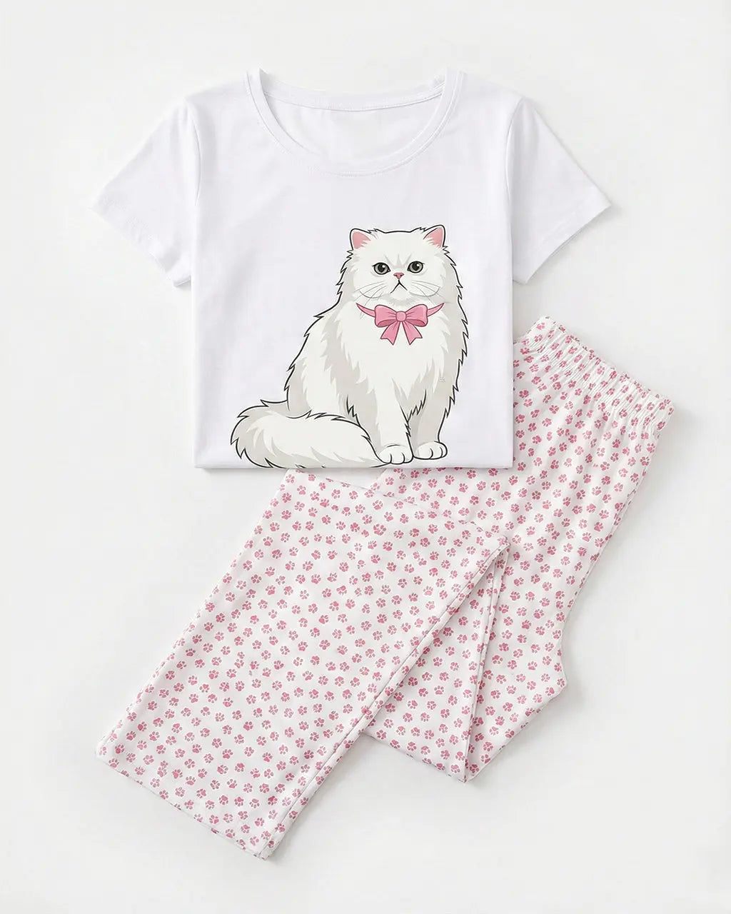 SOLACE CHICBowtie Cat Print Lounge Set