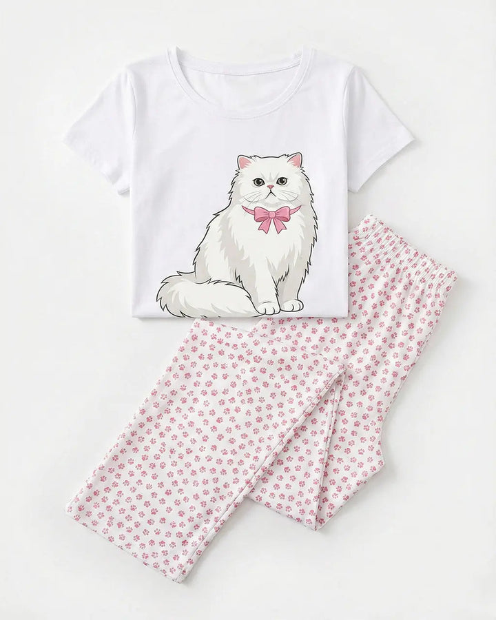 SOLACE CHICBowtie Cat Print Lounge Set