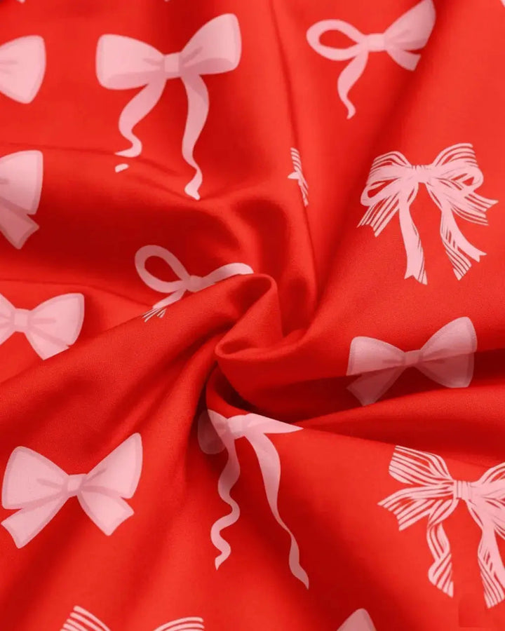 SOLACE CHICButtery Soft Bow Print Pajama Set