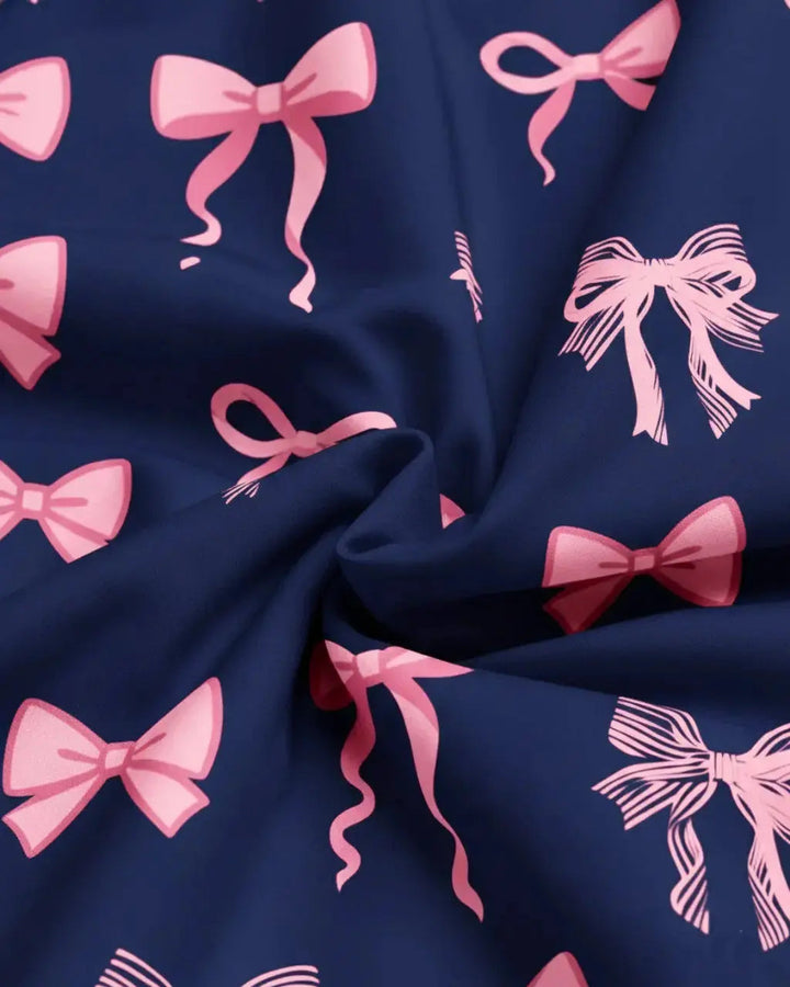 SOLACE CHICButtery Soft Bow Print Pajama Set