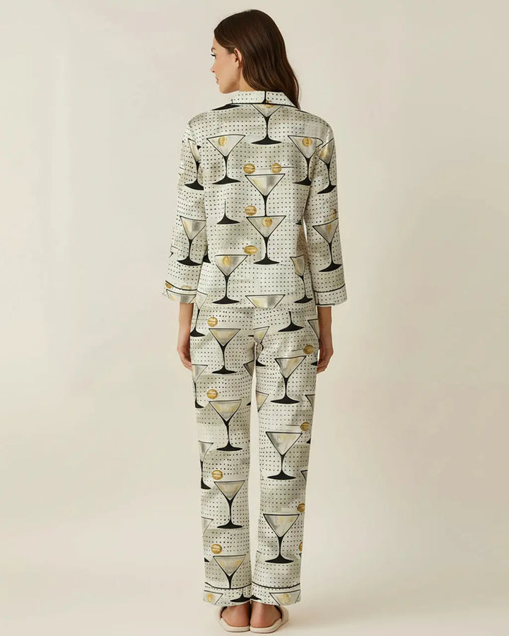 SOLACE CHICOlive Martini Drinking Pattern Pajama Set