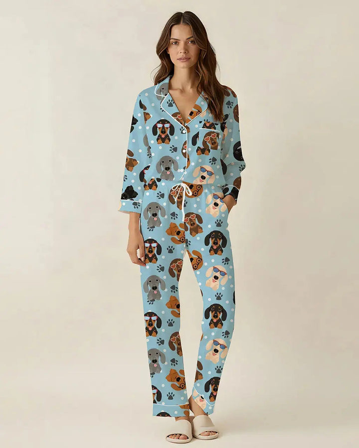 SOLACE CHICDog Pets Print Pajama Set