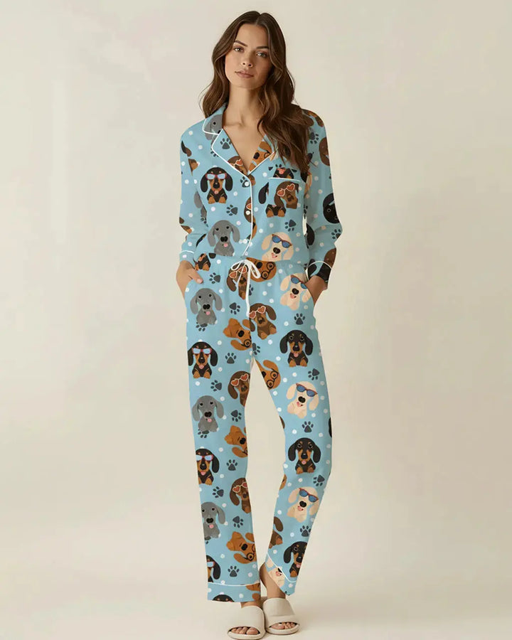 SOLACE CHICDog Pets Print Pajama Set
