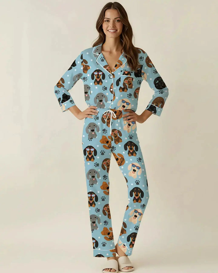 SOLACE CHICDog Pets Print Pajama Set