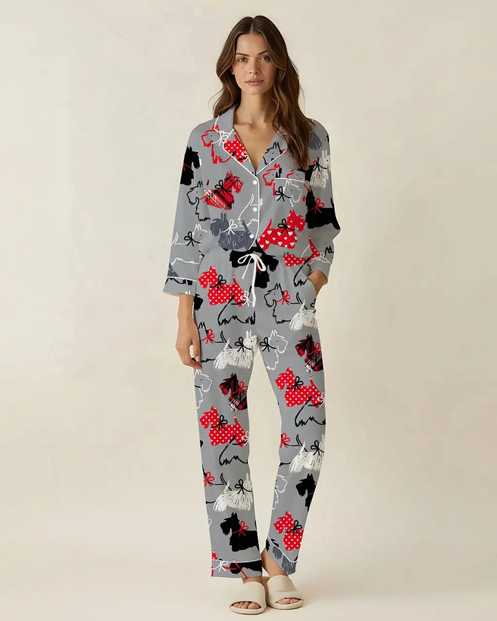 SOLACE CHICScottie Dog Pattern Pajama Set