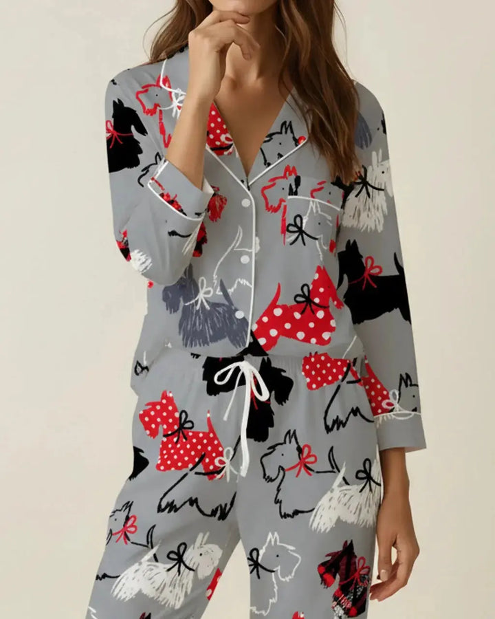 SOLACE CHICScottie Dog Pattern Pajama Set