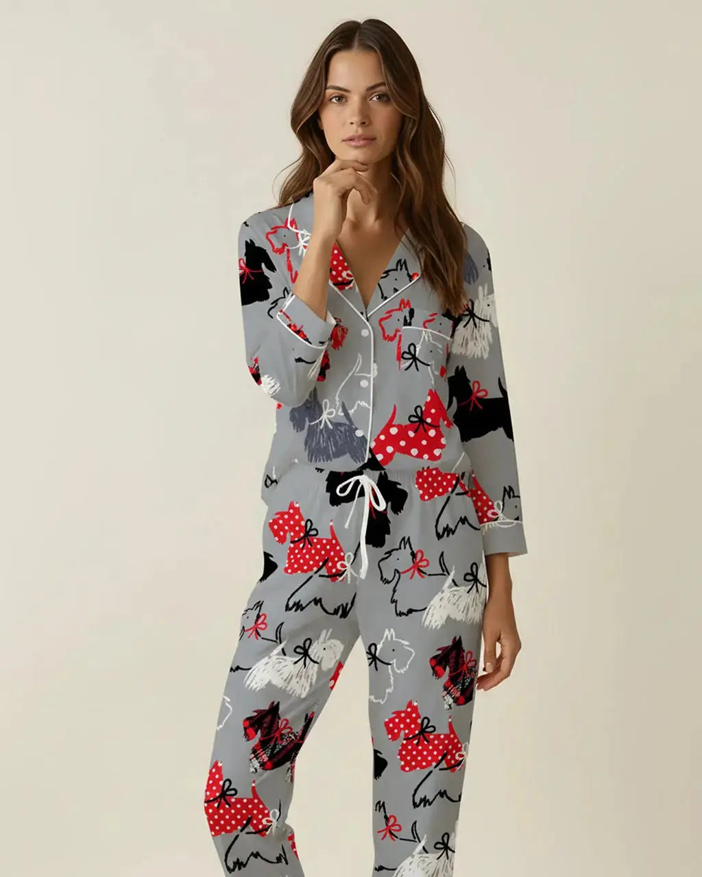 SOLACE CHICScottie Dog Pattern Pajama Set