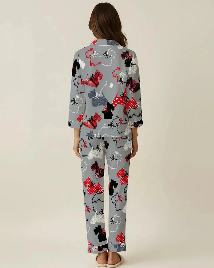 SOLACE CHICScottie Dog Pattern Pajama Set