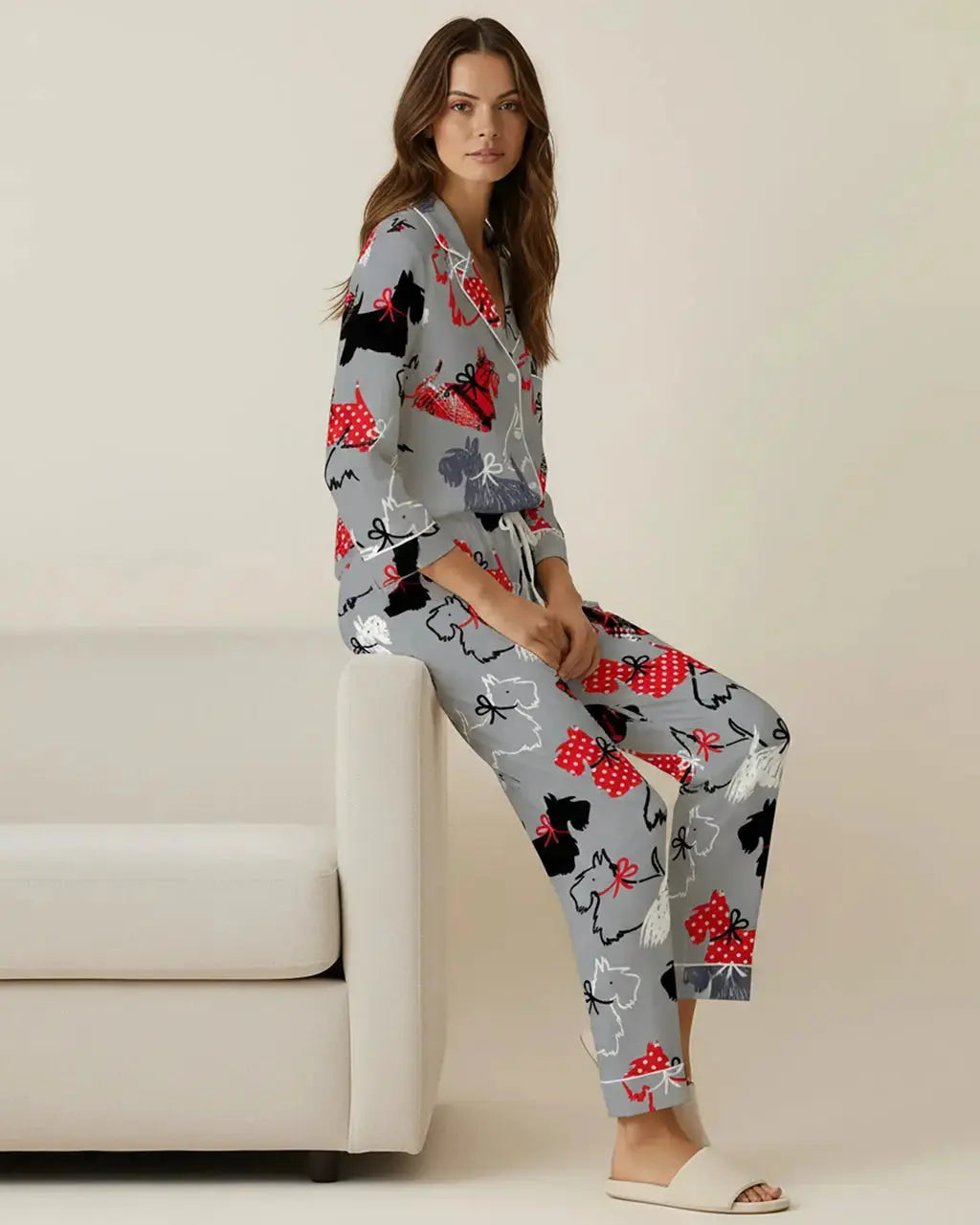 SOLACE CHICScottie Dog Pattern Pajama Set