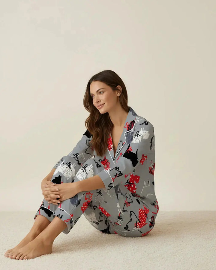 SOLACE CHICScottie Dog Pattern Pajama Set