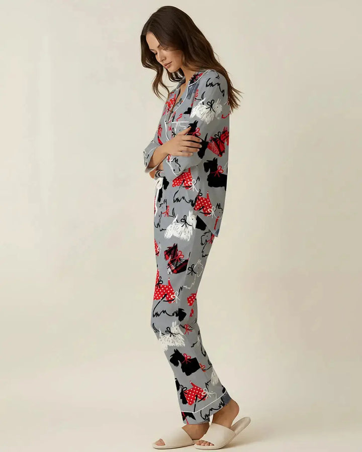 SOLACE CHICScottie Dog Pattern Pajama Set