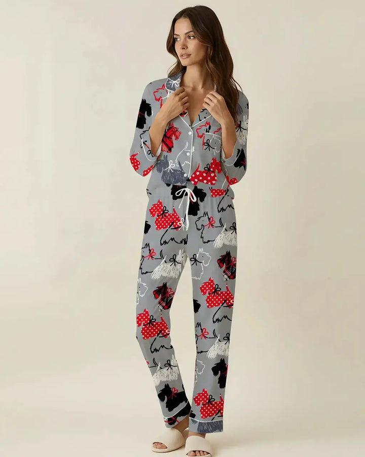 SOLACE CHICScottie Dog Pattern Pajama Set