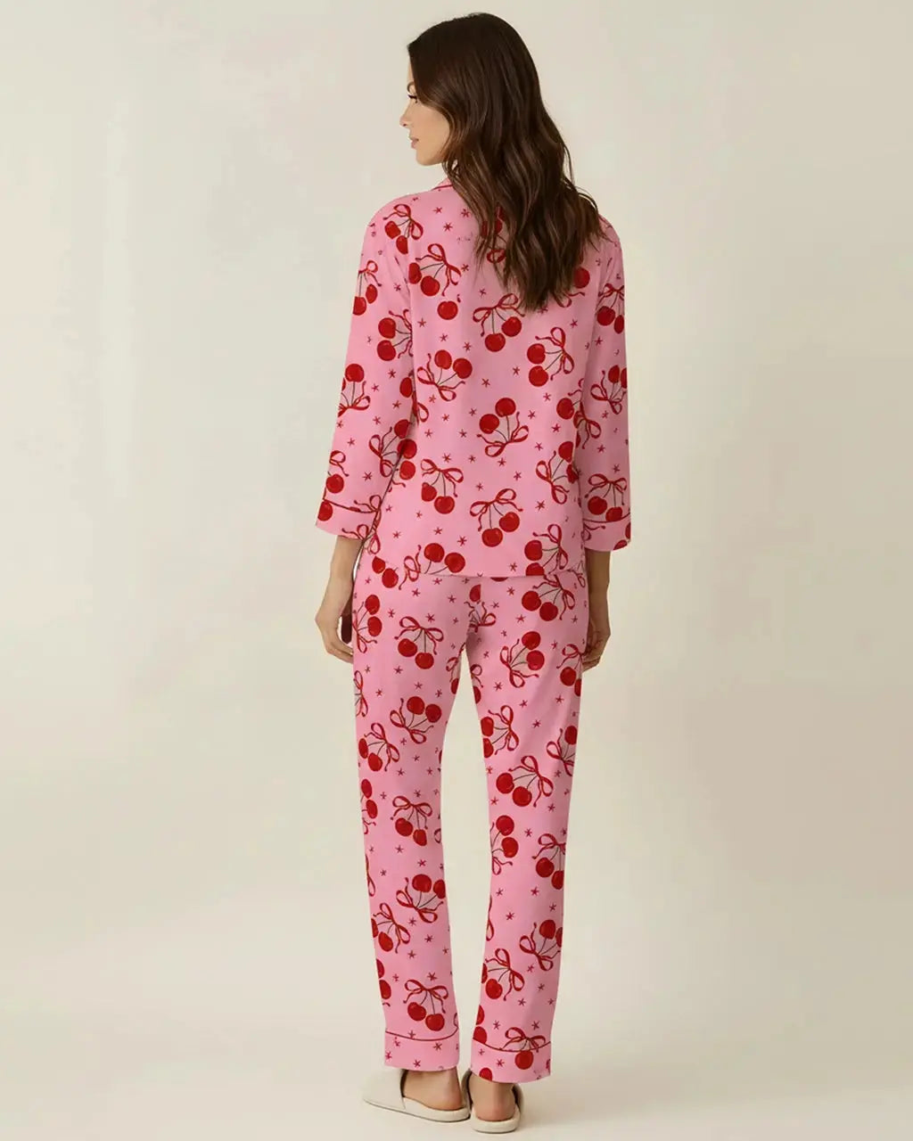 SOLACE CHICCherry Bow Pattern Pajama Set