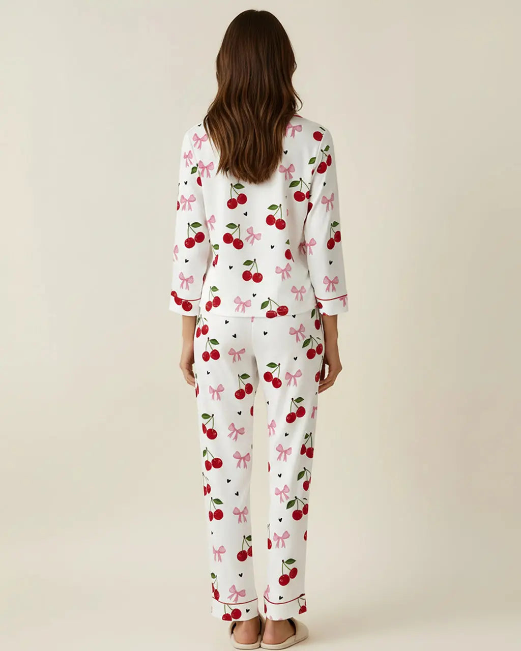 SOLACE CHICCozy Cherry Pattern Pajama Set