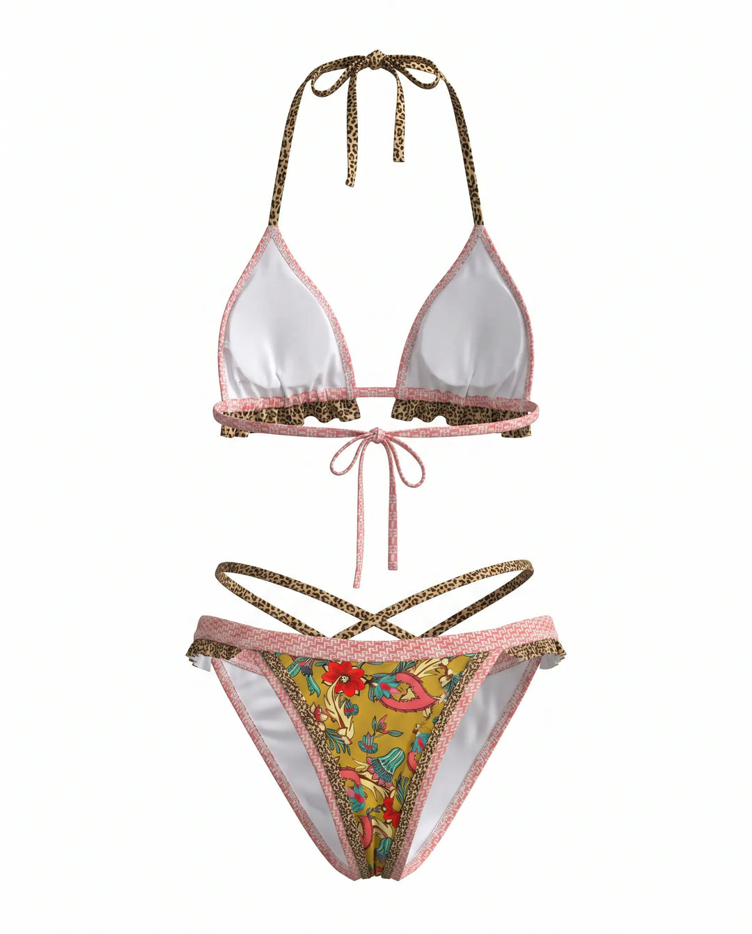 SOLACE  Floral Print Halter Tie Back Bikini Set 