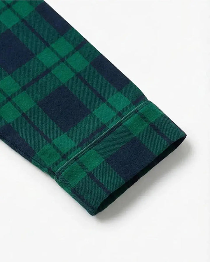 SOLACE CHICClassic Green Scotch Plaid Pajama Set