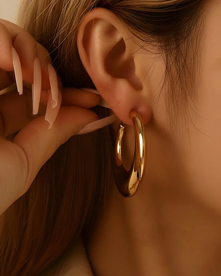 SOLACE  Gold Chunky Polished Hoop Earrings 