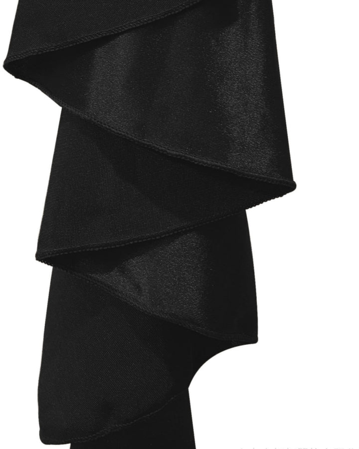 Black One Shoulder Satin Draped Bodycon Mini Dress