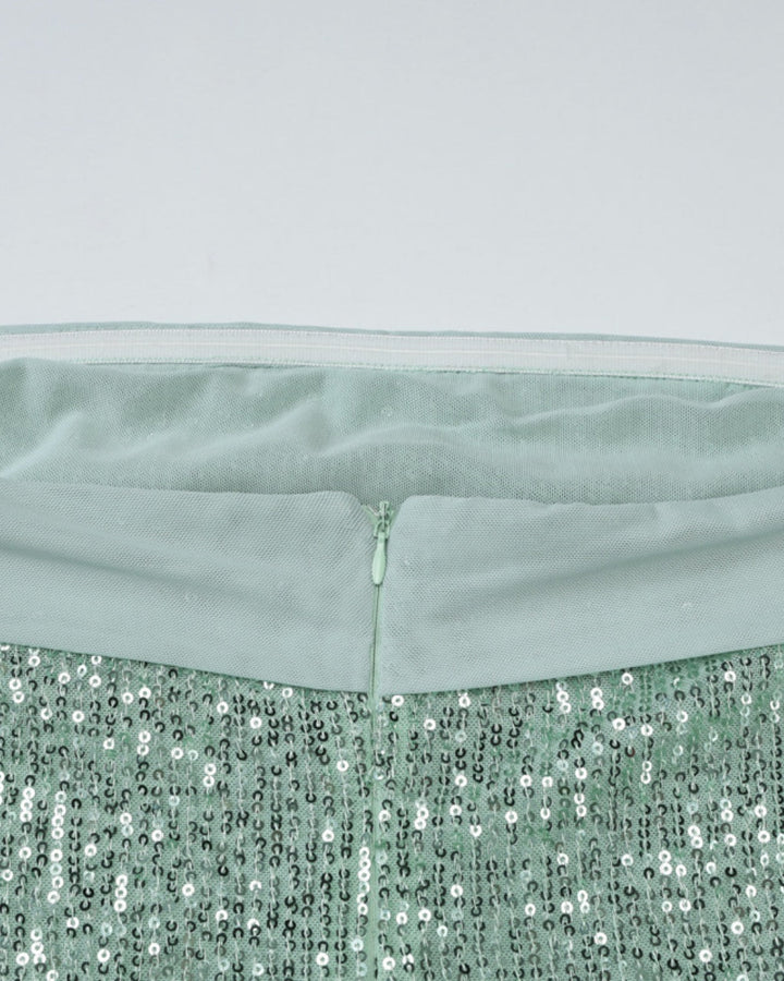 Strapless Sequin Embellished Chiffon Scarf Maxi Dress SOLACE