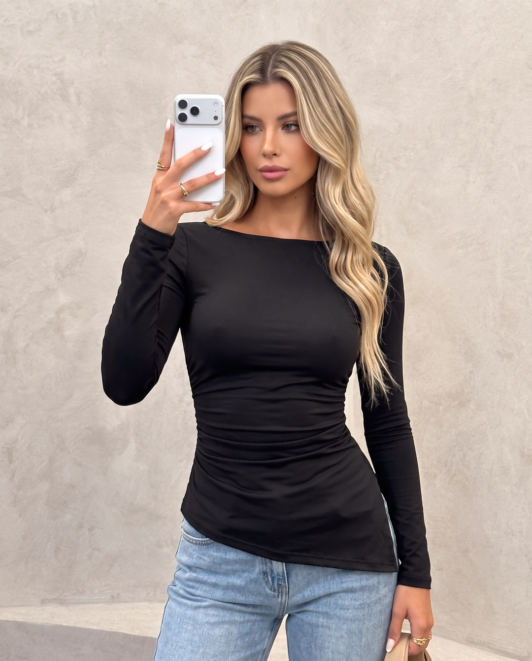 Women Slim Fit Solid Lace Back Cutout Long Sleeve Top