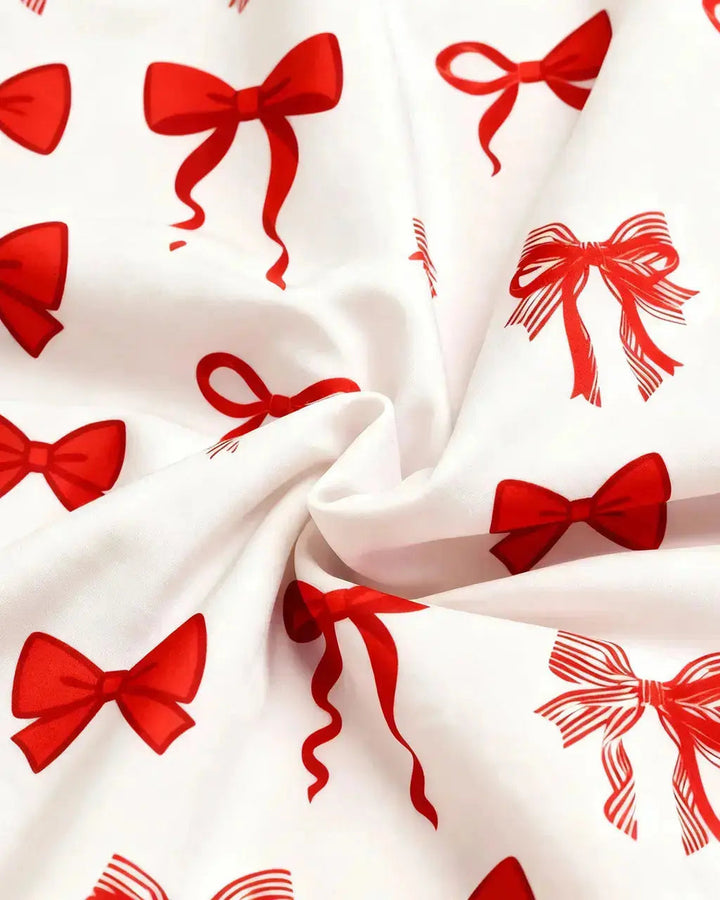 SOLACE CHICButtery Soft Bow Print Pajama Set